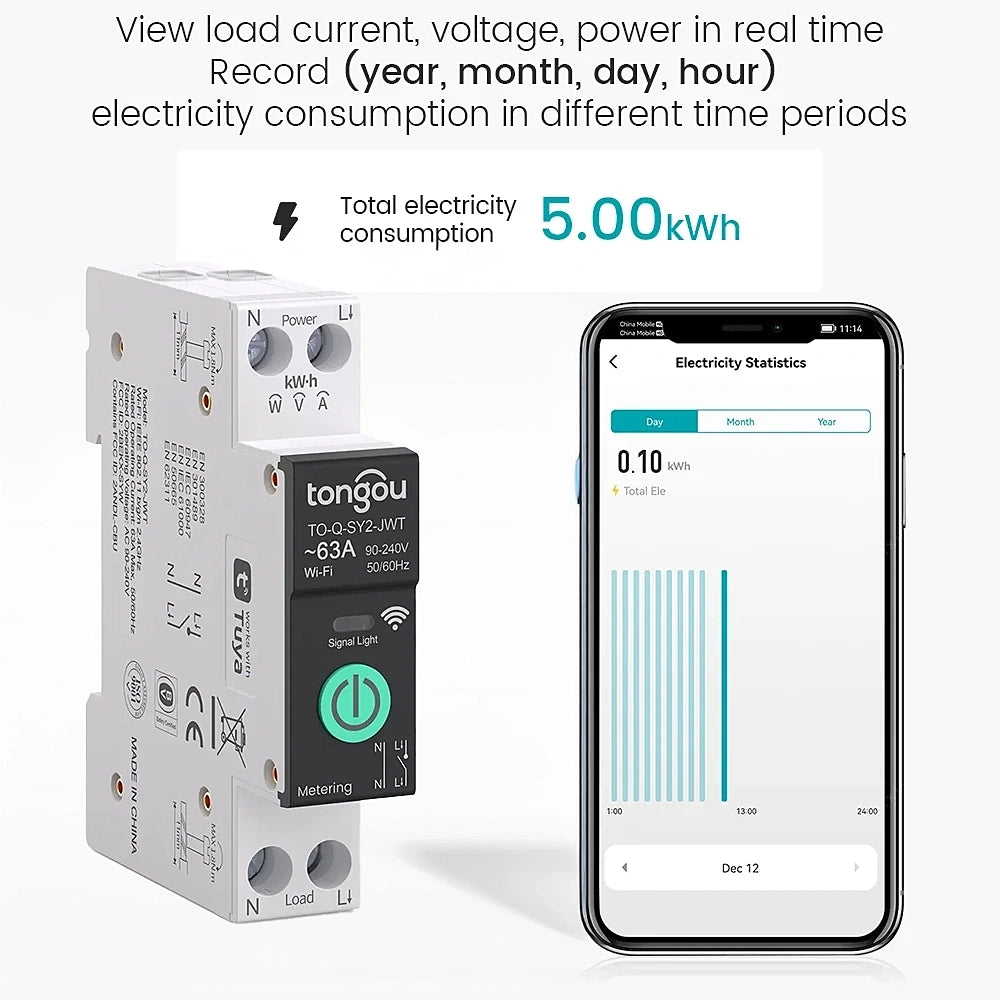 TONGOU 1P 63A WIFI Smart Circuit Breaker (Ewelink)